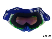 Очки мотокросс 100% XD3-28 коробка цв. оправы Зеленый-белый цв. стекла Синий матовый