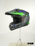 Шлем кроссовый HETOSHI OF836 EXOSS CROSS PRO MX289 цв.Черно-сине-зеленый Матовый р.L
